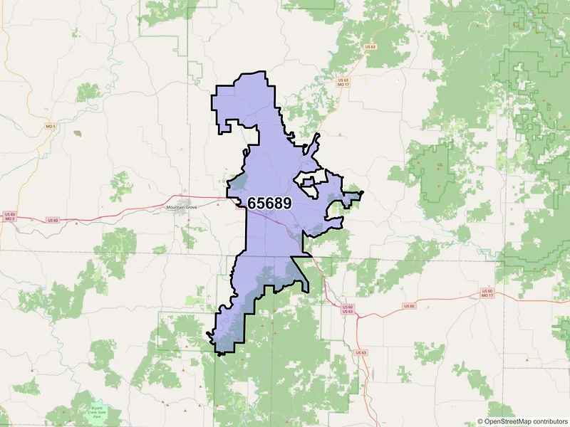 Map of ZIP Code 65689 — Cabool, MO
