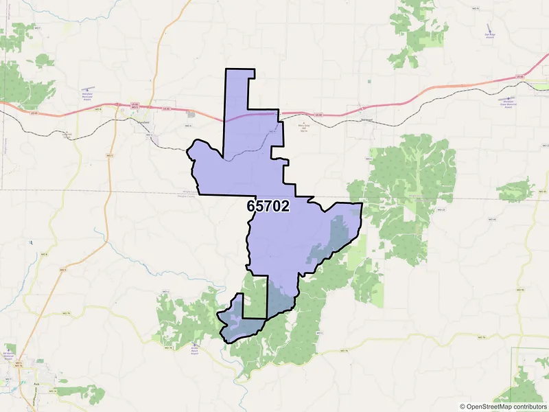 Map of ZIP Code 65702 — Macomb, MO
