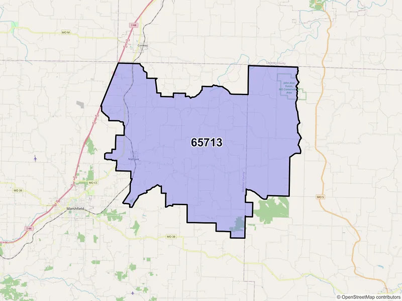 Map of ZIP Code 65713 — Niangua, MO