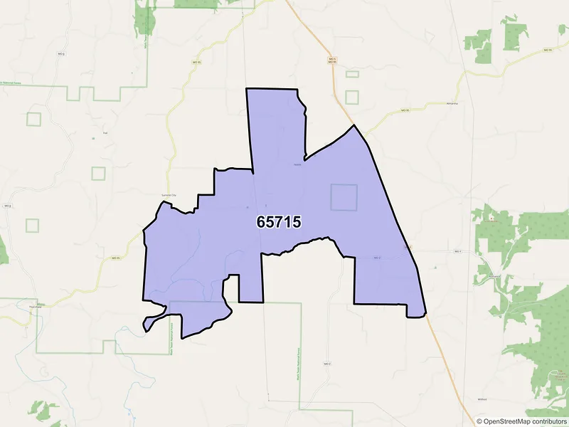 Map of ZIP Code 65715 — Noble, MO