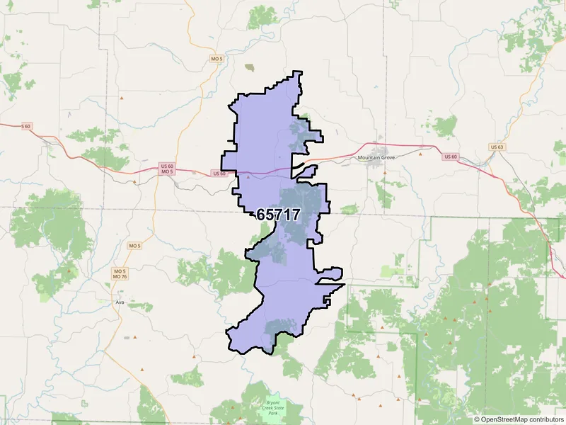 Map of ZIP Code 65717 — Norwood, MO
