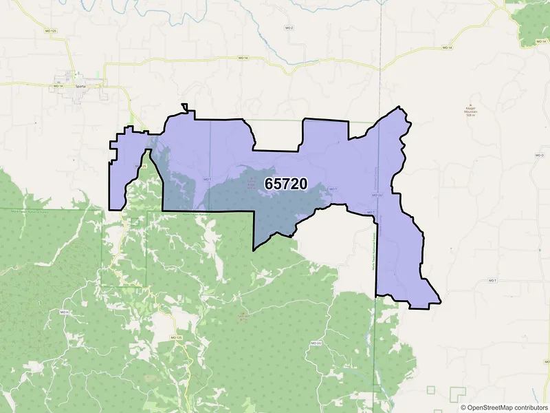 Map of ZIP Code 65720 — Oldfield, MO