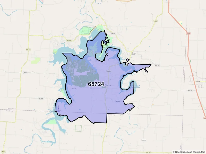 Map of ZIP Code 65724 — Pittsburg, MO