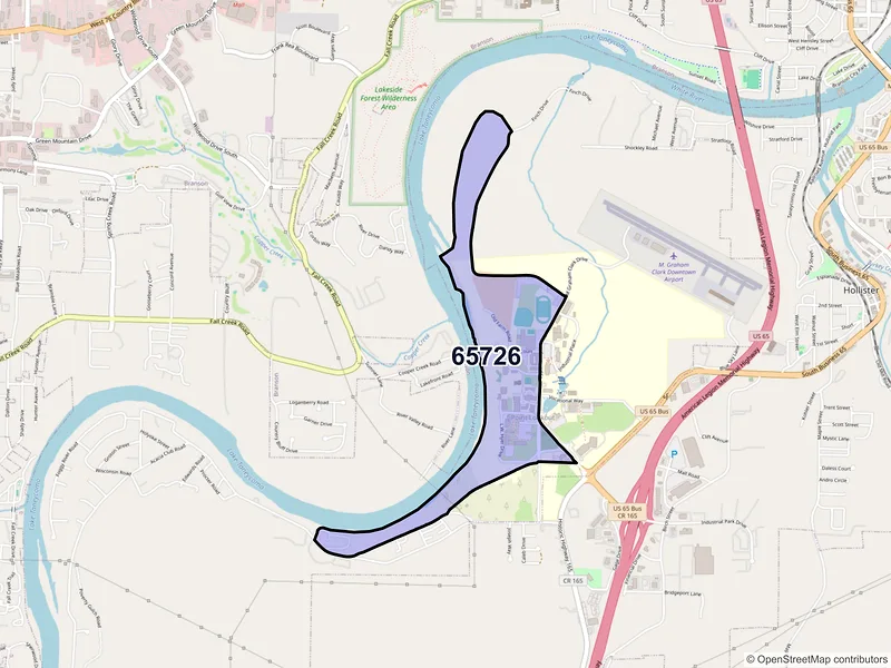 Map of Point Lookout, Missouri and ZIP codes