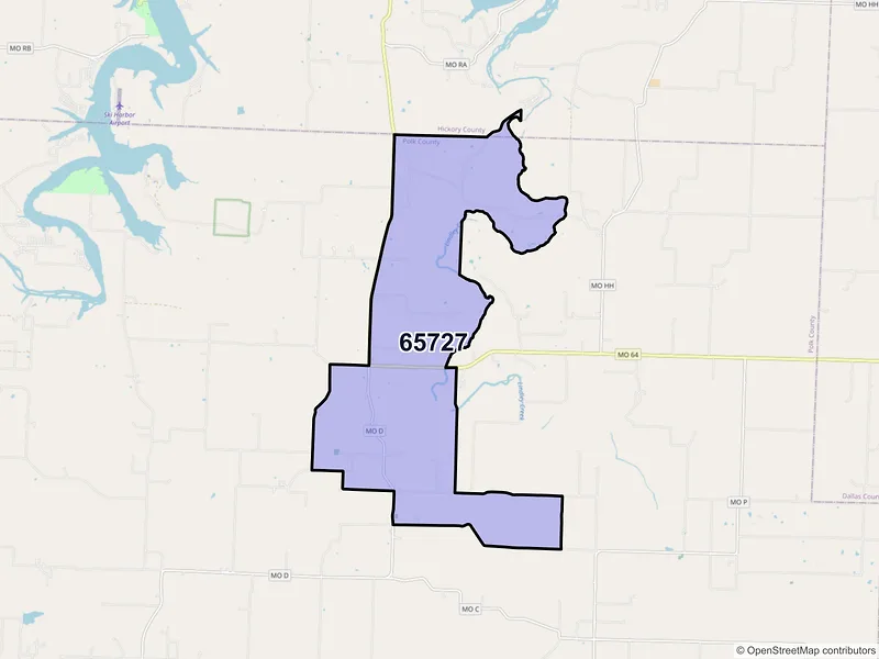 Map of ZIP Code 65727 — Polk, MO