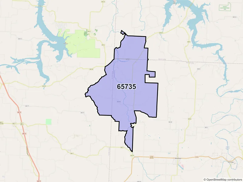 Map of ZIP Code 65735 — Quincy, MO