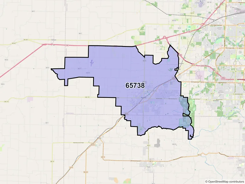 Map of ZIP Code 65738 — Republic, MO