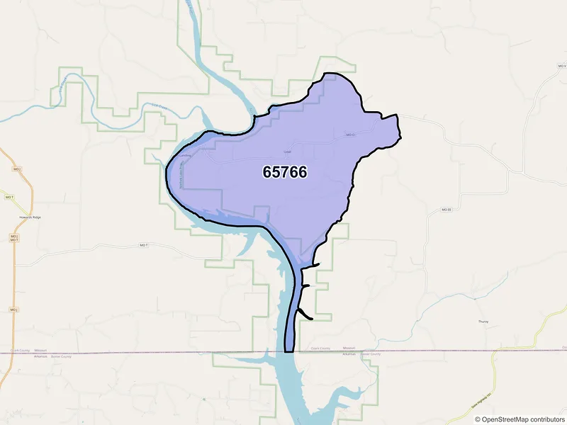 Map of ZIP Code 65766 — Udall, MO