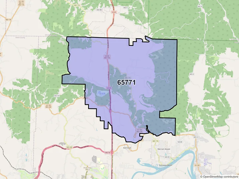 Map of ZIP Code 65771 — Walnut Shade, MO