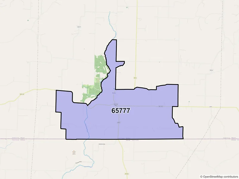 Map of ZIP Code 65777 — Moody, MO