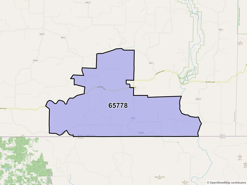 Map of ZIP Code 65778 — Myrtle, MO
