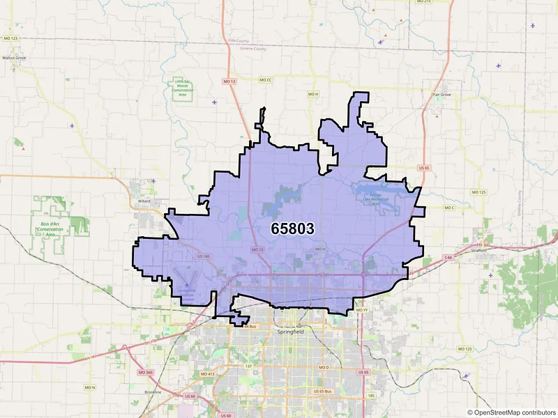 Map of ZIP Code 65803 — Springfield, MO