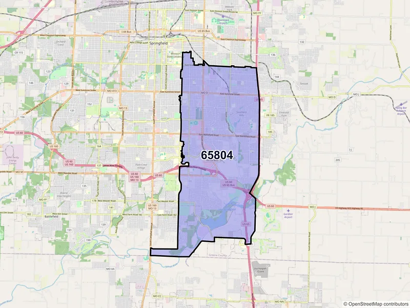 Map of ZIP Code 65804 — Springfield, MO