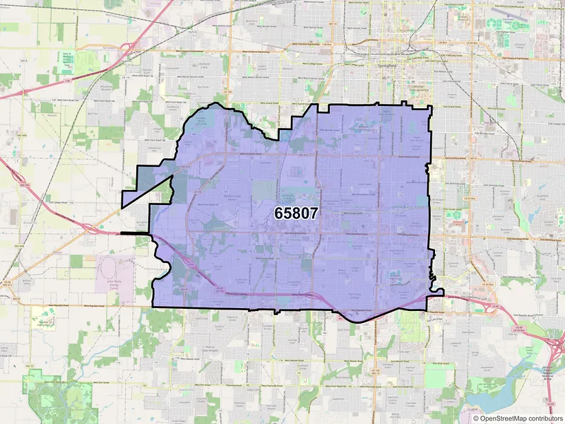 Map of ZIP Code 65807 — Springfield, MO