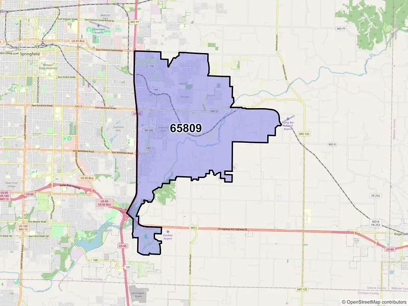 Map of ZIP Code 65809 — Springfield, MO