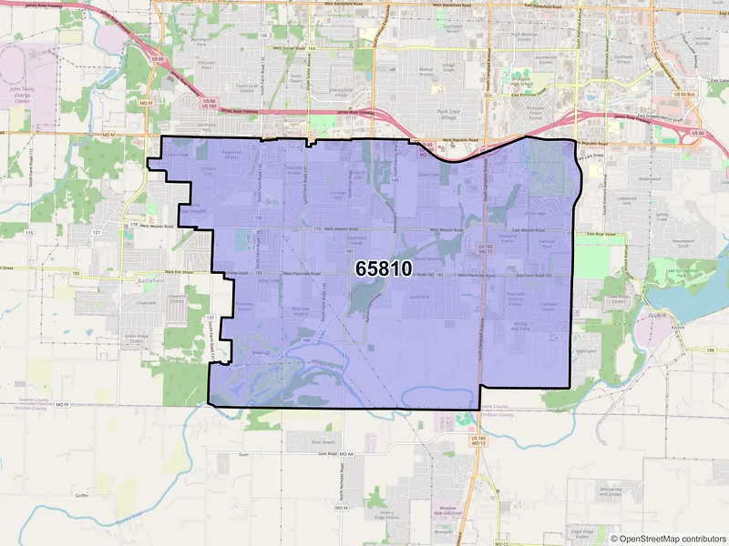 Map of ZIP Code 65810 — Springfield, MO