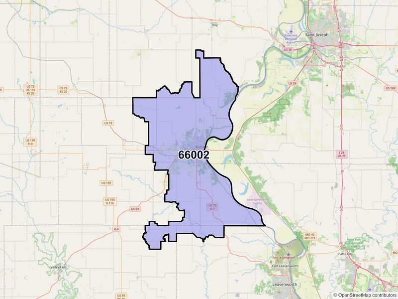 Map of ZIP Code 66002 — Atchison, KS
