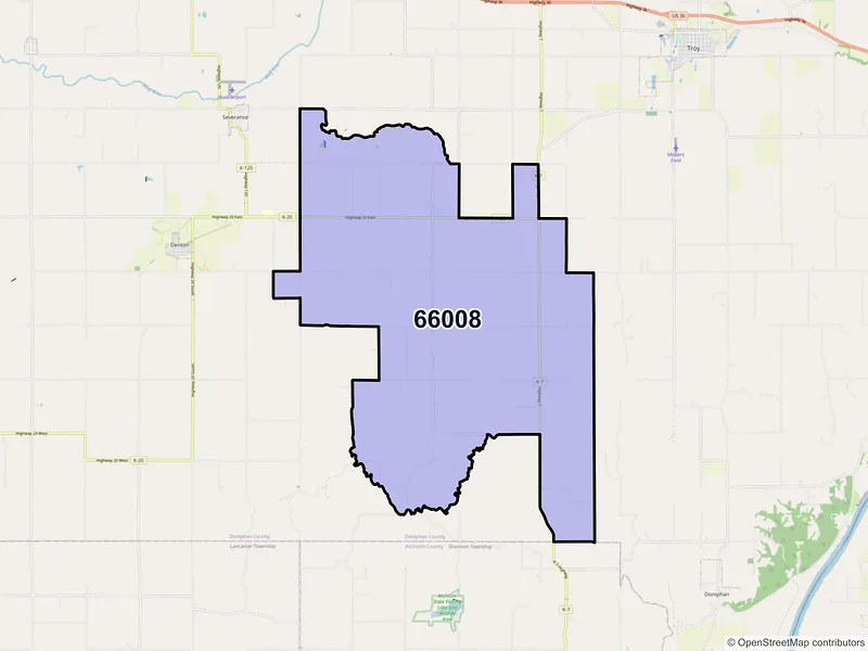 Map of ZIP Code 66008 — Bendena, KS