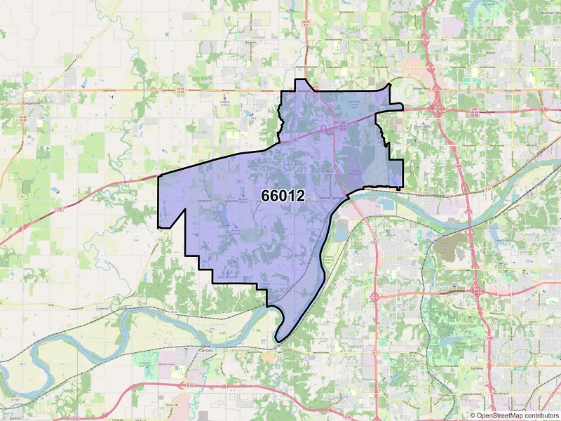 Map of ZIP Code 66012 — Bonner Springs, KS