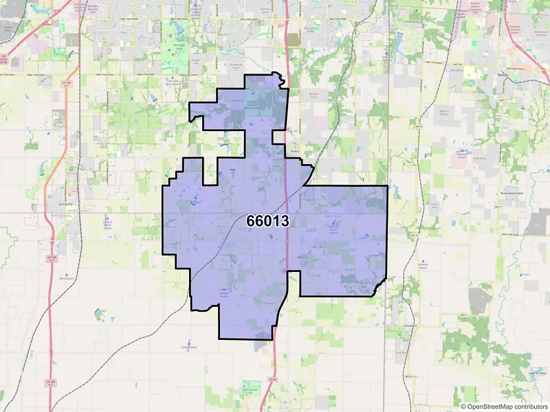 Map of ZIP Code 66013 — Bucyrus, KS