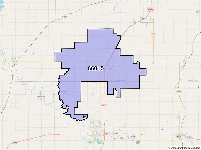 Map of ZIP Code 66015 — Colony, KS