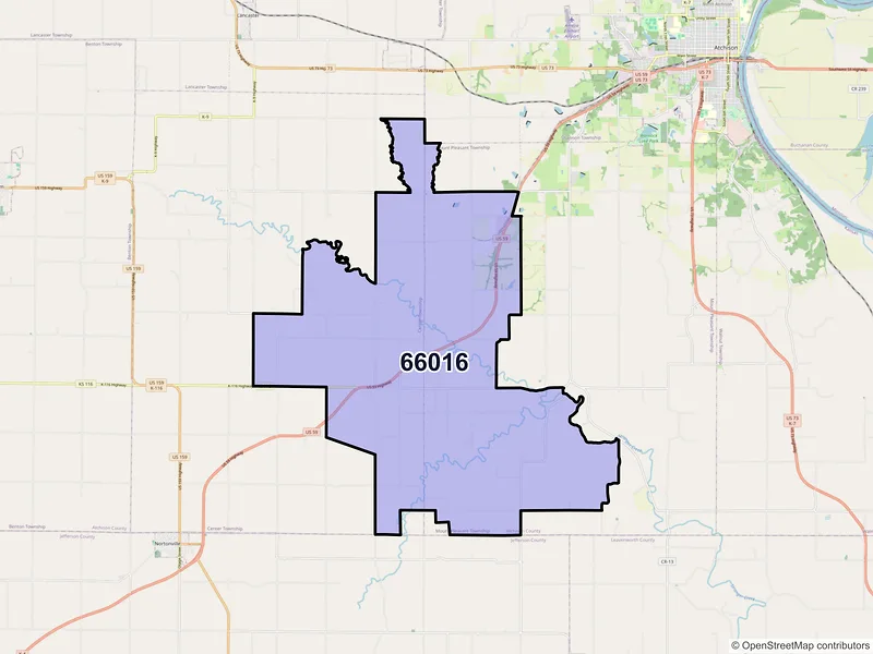 Map of Cummings, Kansas and ZIP codes