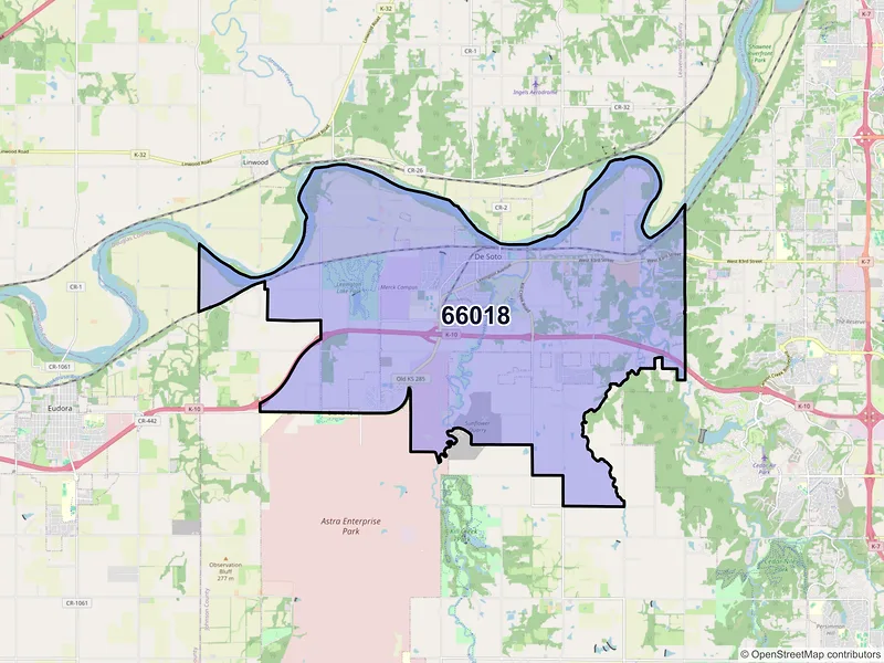 Map of ZIP Code 66018 — De Soto, KS