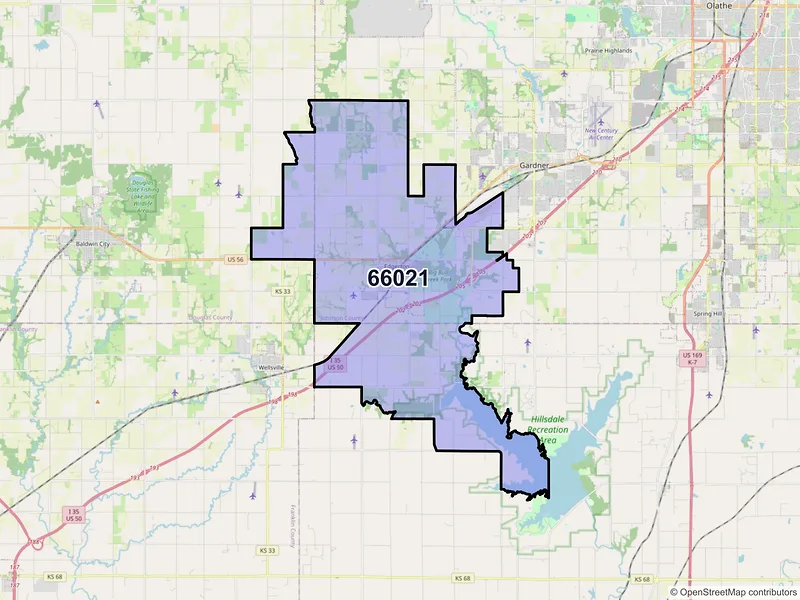 Map of ZIP Code 66021 — Edgerton, KS