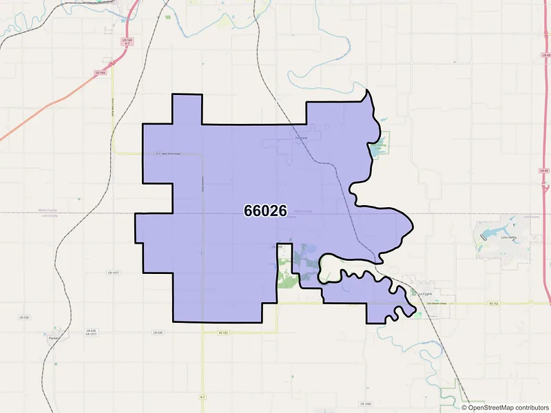 Map of ZIP Code 66026 — Fontana, KS