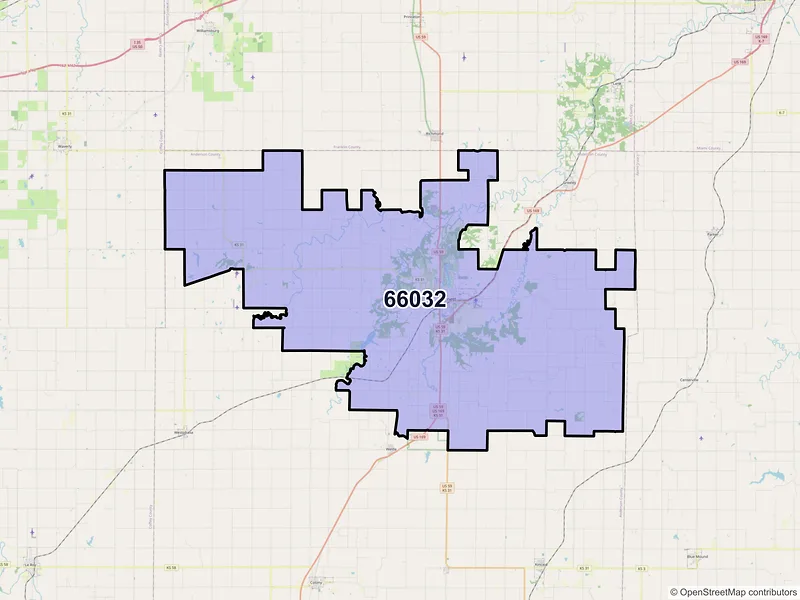 Map of ZIP Code 66032 — Garnett, KS