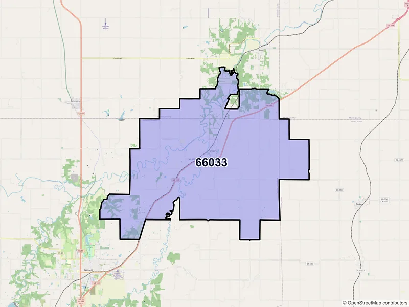 Map of ZIP Code 66033 — Greeley, KS