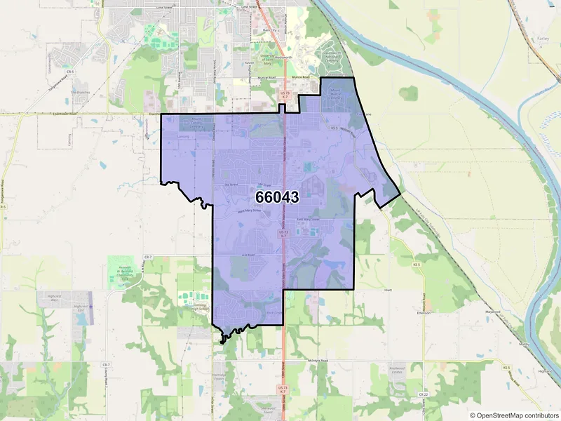 Map of Lansing, Kansas and ZIP codes