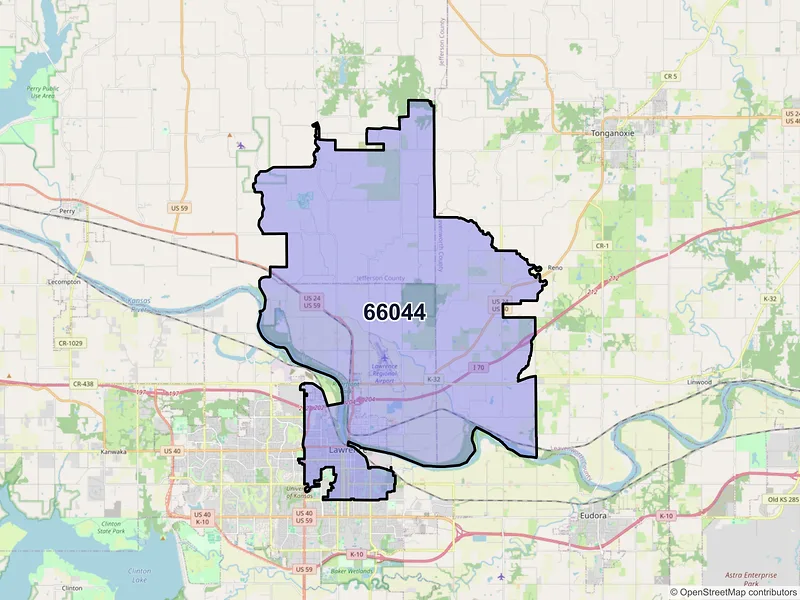 Map of ZIP Code 66044 — Lawrence, KS