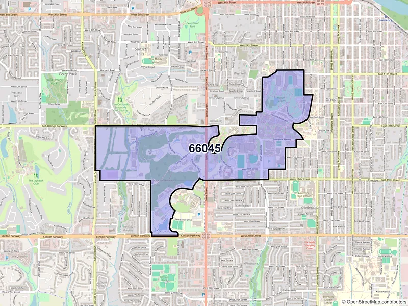 Map of ZIP Code 66045 — Lawrence, KS