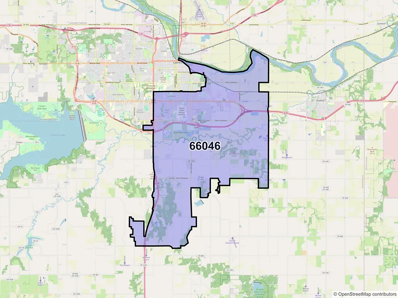 Map of ZIP Code 66046 — Lawrence, KS