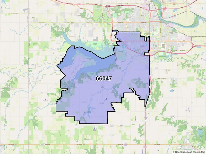 Map of ZIP Code 66047 — Lawrence, KS