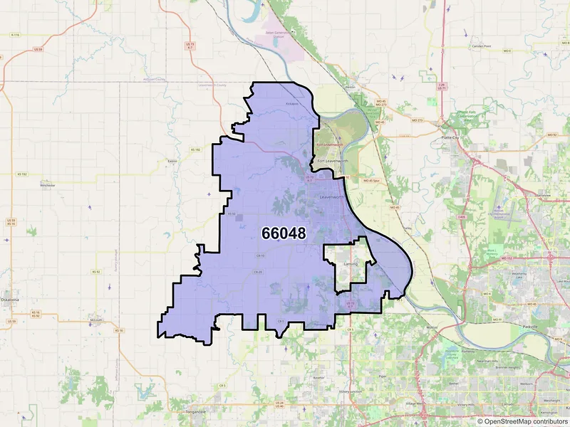 Map of ZIP Code 66048 — Leavenworth, KS