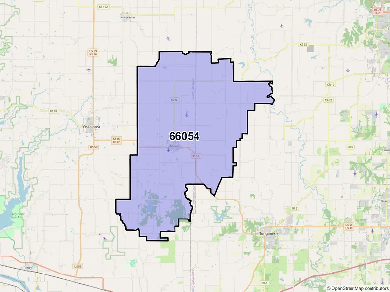 Map of ZIP Code 66054 — Mc Louth, KS