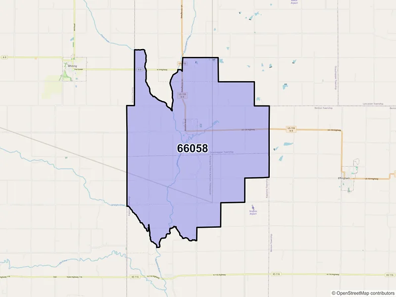 Map of ZIP Code 66058 — Muscotah, KS