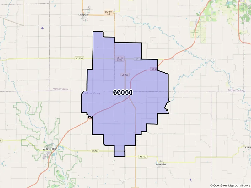 Map of ZIP Code 66060 — Nortonville, KS