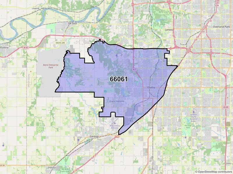 Map of ZIP Code 66061 — Olathe, KS