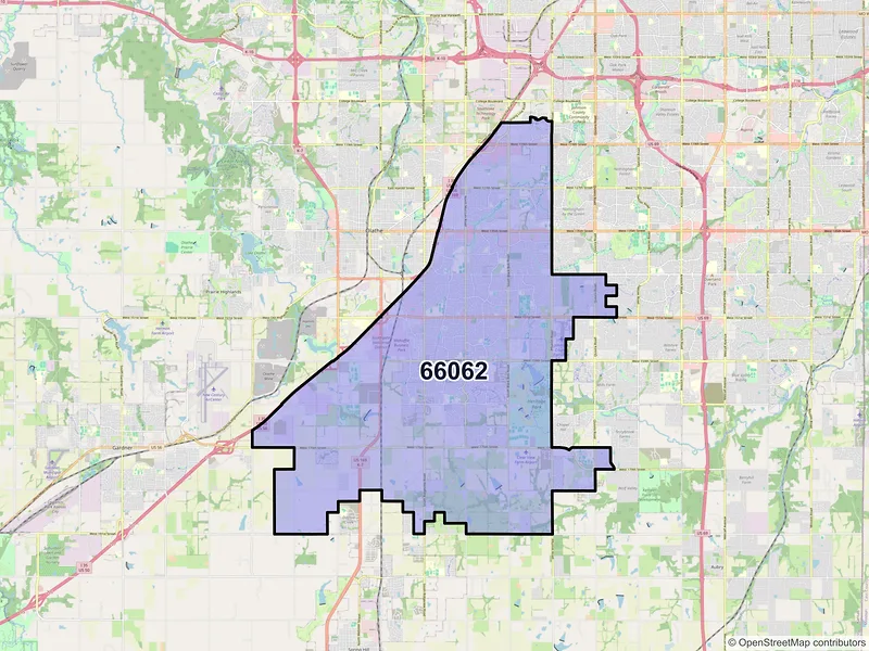 Map of ZIP Code 66062 — Olathe, KS