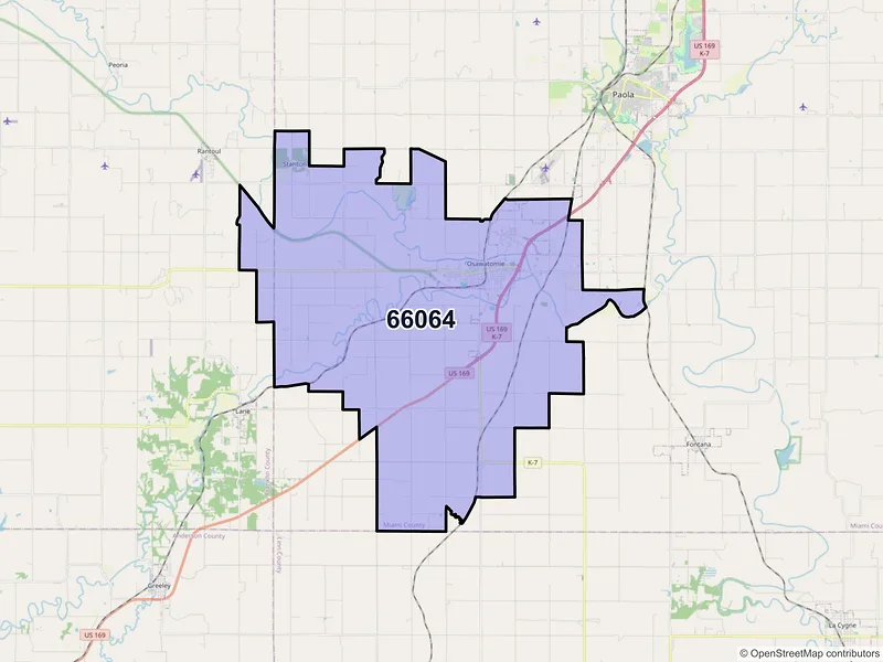 Map of ZIP Code 66064 — Osawatomie, KS