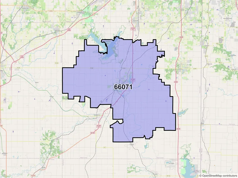 Map of ZIP Code 66071 — Paola, KS