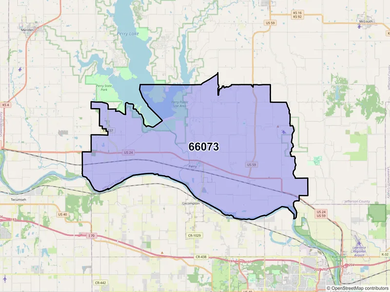 Map of ZIP Code 66073 — Perry, KS