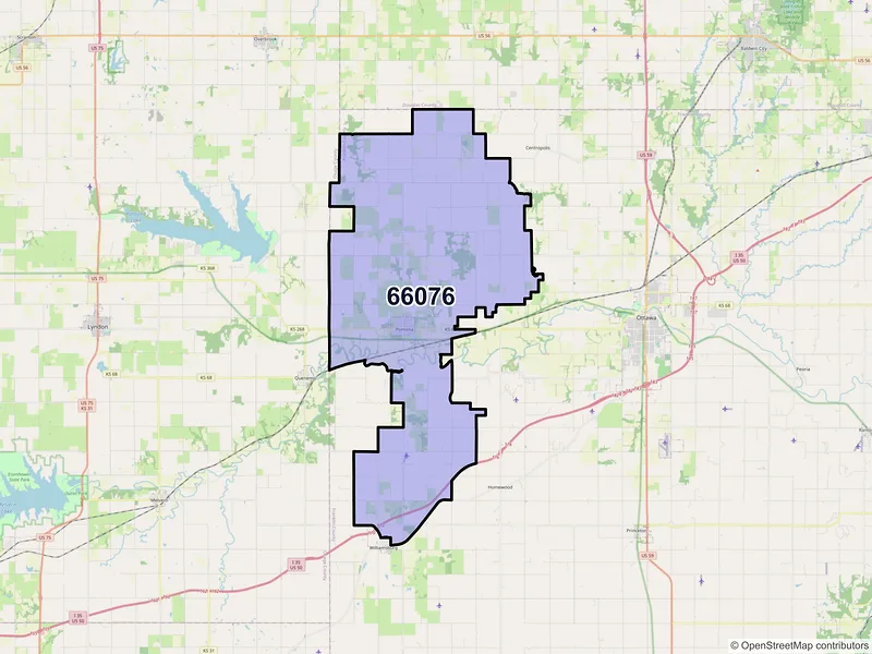 Map of ZIP Code 66076 — Pomona, KS