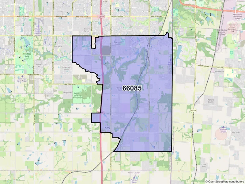 Map of ZIP Code 66085 — Stilwell, KS