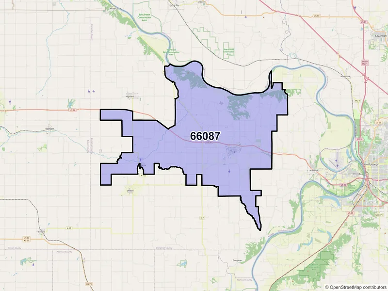 Map of ZIP Code 66087 — Troy, KS