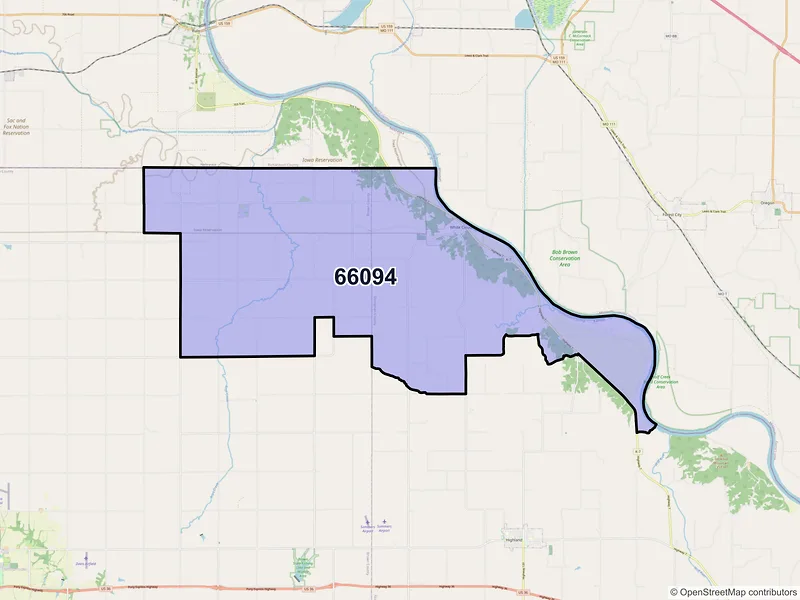 Map of White Cloud, Kansas and ZIP codes