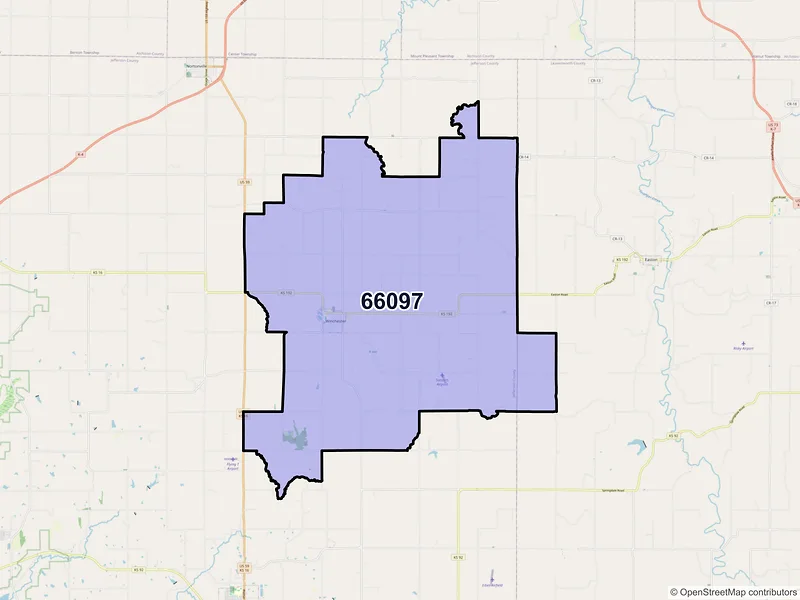 Map of ZIP Code 66097 — Winchester, KS